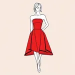 strapless red dress with zigzag hem image